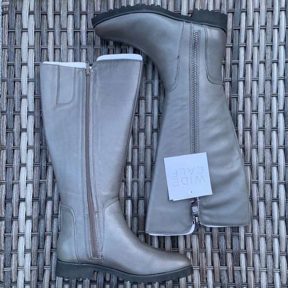 Naturalizer gael dark grey wide calf leather boots - Picture 8 of 16